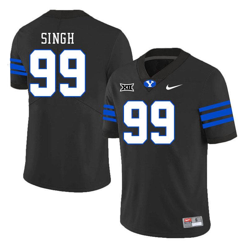 Men #99 Joshua Singh BYU Cougars College Football Jerseys Stitched Sale-Black